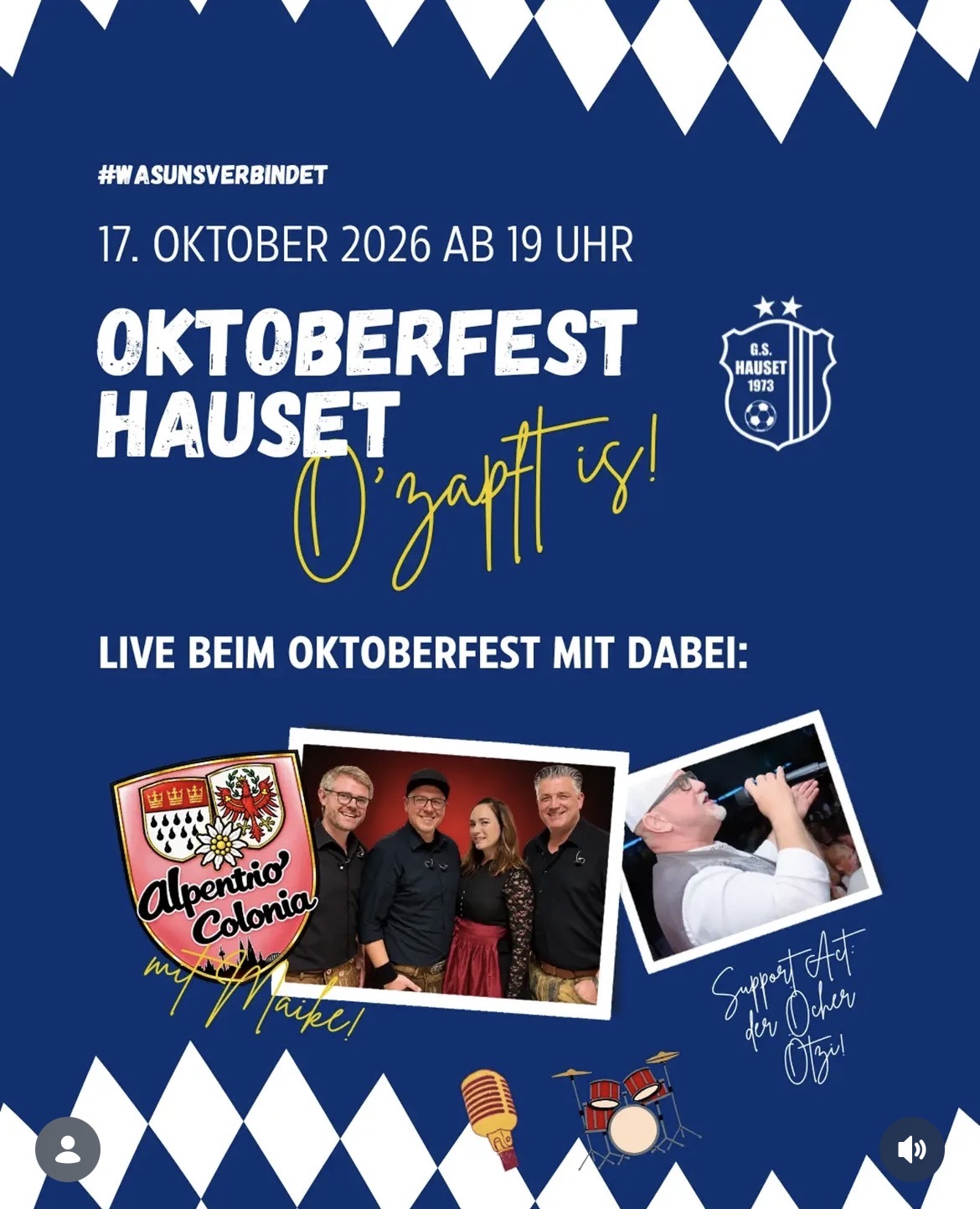 Veranstaltungsplakat Oktoberfest in Belgien-Hauset / FC Gut Schluck Hauset 1973 am 17.10.2026 in Festzelt auf dem Kirchplatz in Hauset